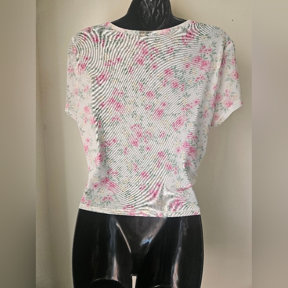 Just Polly New York - Women's XL Pink Flutter Sleeve Crop Blouse with Tie Front - Picture 2 of 7